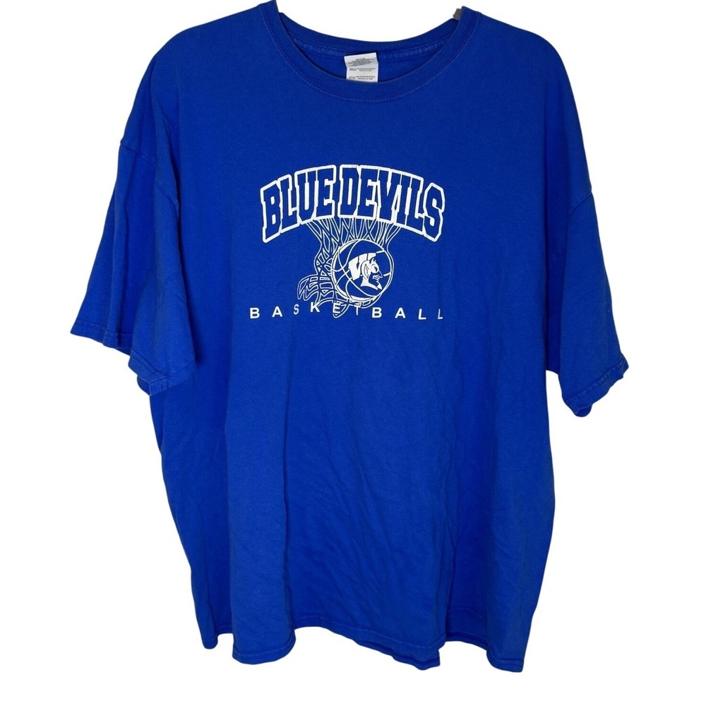 VTG Duke Blue Devils Basketball Cotton Graphic T-Shirt B.H. 2XL Y2K